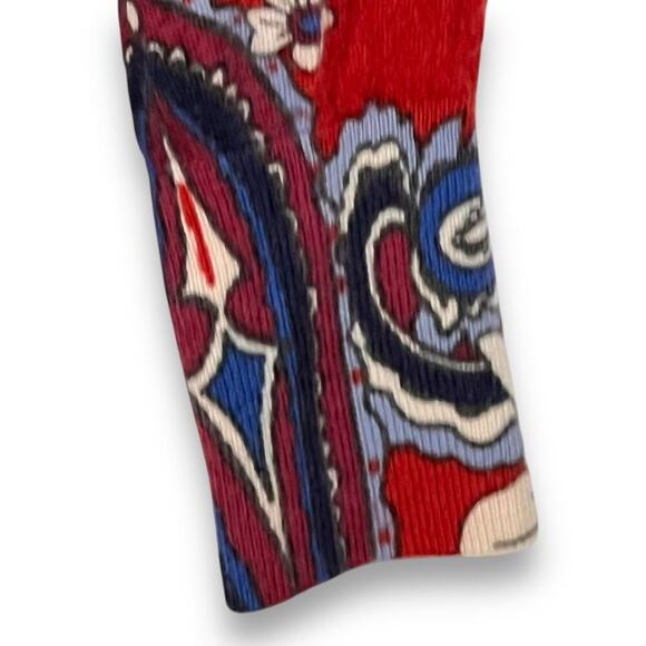 Talbots Sweater Merino Wool Red Paisley Floral Cottagecore Retro Chic M - Picture 7 of 10